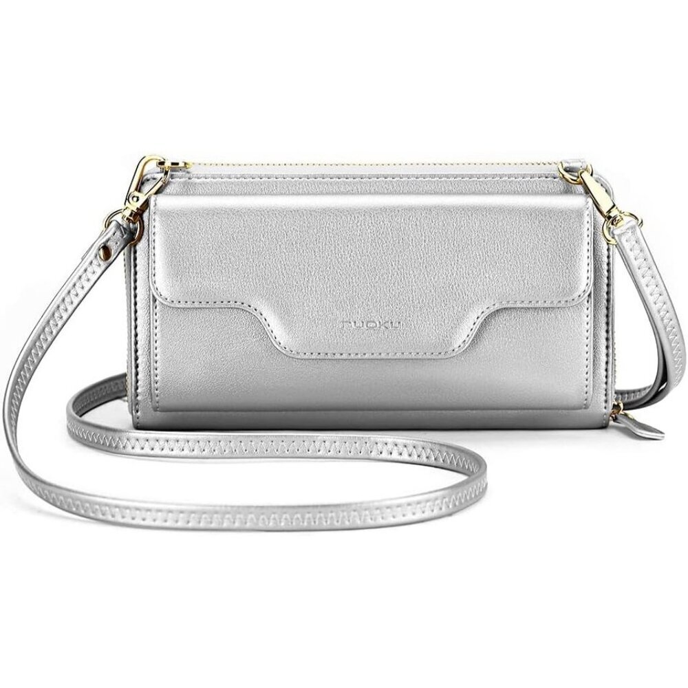 Women 10 - Silver Wallet Imported Purses Crossbody Zipper Hand Bags